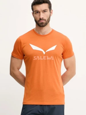 Salewa t-shirt sportowy Solidlogo kolor pomarańczowy z nadrukiem