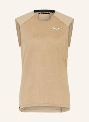 Salewa Tank Top Puez Alpine Merino Hybrid Z Dodatkiem Wełny Merino beige