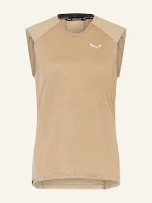 Salewa Tank Top Puez Alpine Merino Hybrid Z Dodatkiem Wełny Merino beige