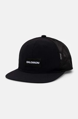 Salomon czapka z daszkiem TRUCKER FLAT CAP kolor czarny z aplikacją LC1895000