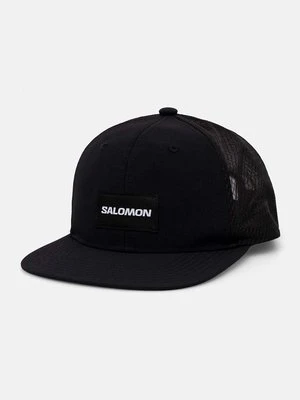 Salomon czapka z daszkiem TRUCKER FLAT CAP kolor czarny z aplikacją LC1895000