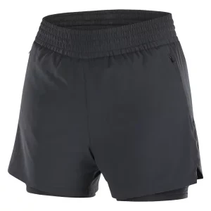 Salomon SHKout Core 2IN1 4 Shorts LC2452300, Damskie, Czarne, spodenki, poliester, rozmiar: L
