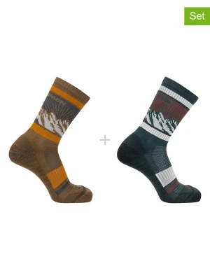 SALOMON Skarpety funkcyjne (2 pary) "Out Alps Crew" w kolorze jasnobrązowo-granatowym rozmiar: 45-47