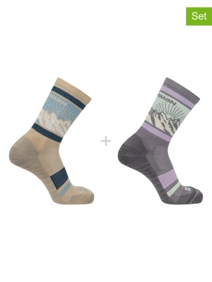 SALOMON Skarpety funkcyjne (2 pary) "Out Alps Crew" w kolorze szaro-beżowym rozmiar: 45-47