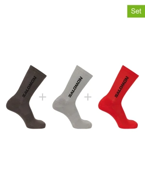 SALOMON Skarpety funkcyjne (3 pary) w kolorze beżowym, brązowym i czerwonym rozmiar: 36-38