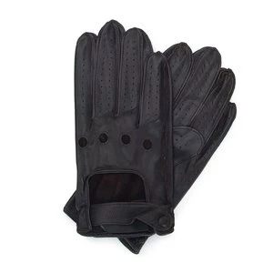 Samochodowe rękawiczki męskie czarne ze skóry naturalnej ciemny brąz Wittchen