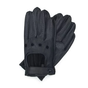 Samochodowe rękawiczki męskie czarne ze skóry naturalnej czarne Wittchen