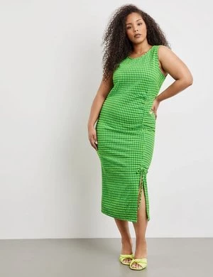 SAMOON Damski Letnia sukienka bez rękawów z rozcięciem Bez rękawów Okrągły Zielony W kratę