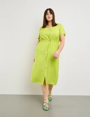 SAMOON Damski Letnia sukienka o długości midi krótkie w serek Zielony Jednokolorowy