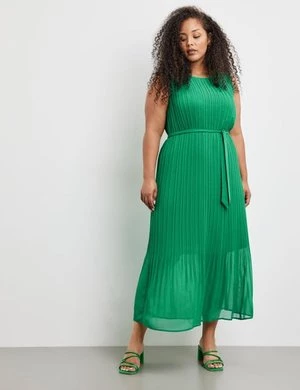 SAMOON Damski Plisowana sukienka bez rękawów Bez rękawów Okrągły Zielony Jednokolorowy