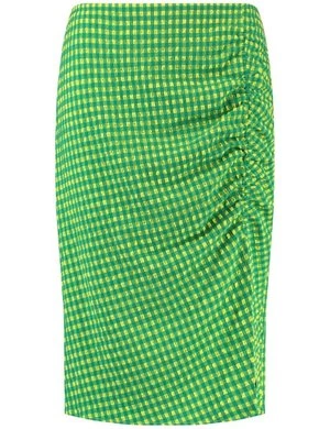 SAMOON Damski Spódnica midi z marszczeniem i rozcięciem 72cm Zielony W kratę
