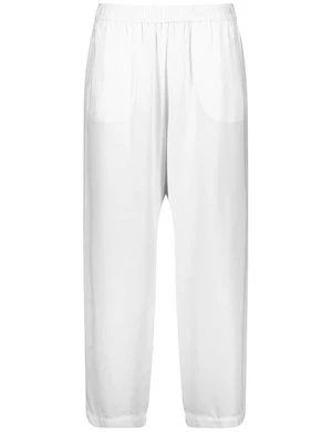SAMOON Damski Szerokie spodnie na lato z lyocellu Biały Jednokolorowy