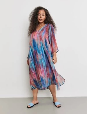 SAMOON Damski Szyfonowa sukienka z halką 3/4 w serek Multicolor W paski