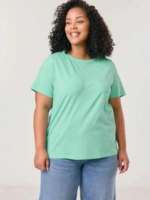 SAMOON Damski T-shirt basic 68cm krótkie Okrągły, Niebieski Jednokolorowy Gerry Weber