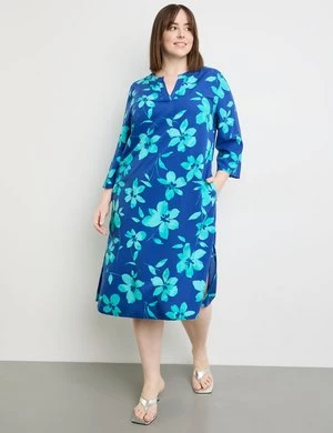 SAMOON Damski Tunikowa sukienka z kwiatowym nadrukiem Półrękawek Tunikowy dekolt Niebieski W kwiaty