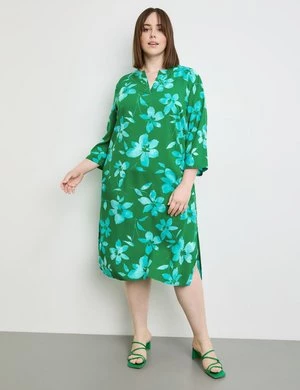 SAMOON Damski Tunikowa sukienka z kwiatowym nadrukiem Półrękawek Tunikowy dekolt Zielony W kwiaty