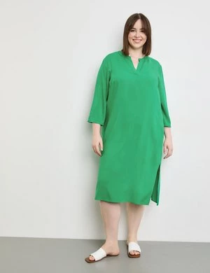 SAMOON Damski Tunikowa sukienka z półrękawkiem 3/4 Tunikowy dekolt Zielony Jednokolorowy