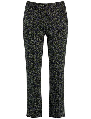 SAMOON Damski Wzorzyste spodnie 7/8 z rozszerzanymi nogawkami Betty Zielony Wzorzysty