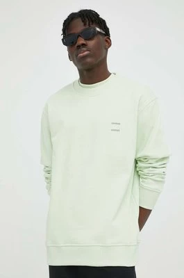 Samsoe Samsoe bluza bawełniana JOEL męska kolor zielony gładka M22300127