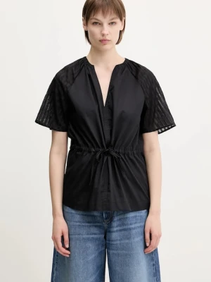 Samsoe Samsoe bluzka bawełniana Satoma damska kolor czarny gładka F25100007