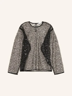 Samsøe  Samsøe Bluzka Samally Z Siateczki Z Ozdobnymi Perełkami I Cekinami schwarz SAMSØE  SAMSØE