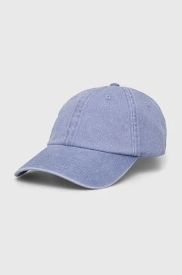 Samsoe Samsoe czapka z daszkiem bawełniana SAMSOE kolor niebieski gładka U24100012
