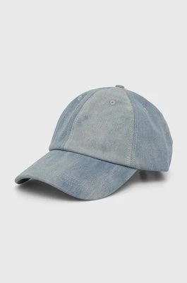Samsoe Samsoe czapka z daszkiem jeansowa kolor niebieski wzorzysta