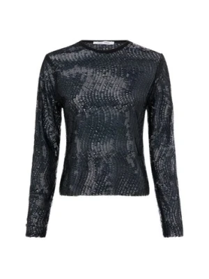 Samsøe Samsøe Damska koszula z cekinami - Saruby Kobiety Sztuczne włókno czarny jednolity,