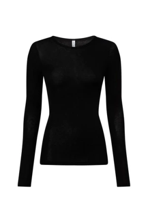 Samsøe Samsøe Damska koszulka z długim rękawem - Sadou Kobiety Lyocell czarny jednolity,