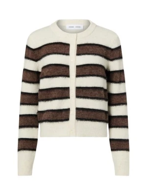Samsøe Samsøe Damski kardigan z zawartością alpaki i merynosów - Sacian Kobiety biały|brązowy|czarny w paski,