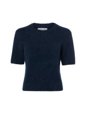 Samsøe Samsøe Damski sweter z krótkim rękawem wykonany z wełny alpaki - Sajeanne Kobiety niebieski jednolity,