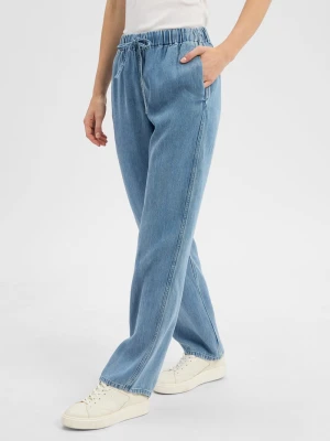 Samsøe Samsøe Damskie spodnie z lyocellu - Sahoysa Kobiety Lyocell niebieski jednolity,