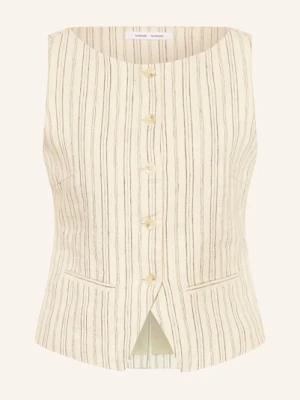 Samsøe  Samsøe Kamizelka Typu Blezer Saloves Z Lnu weiss SAMSØE  SAMSØE