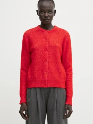 Samsoe Samsoe kardigan wełniany NOR kolor czerwony lekki F16422744