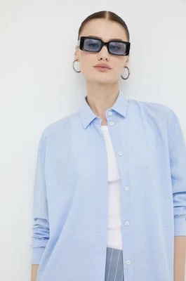Samsoe Samsoe koszula bawełniana CAICO damska kolor niebieski relaxed z kołnierzykiem klasycznym F00023075