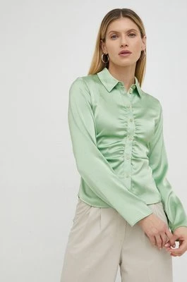 Samsoe Samsoe koszula damska kolor zielony slim z kołnierzykiem klasycznym