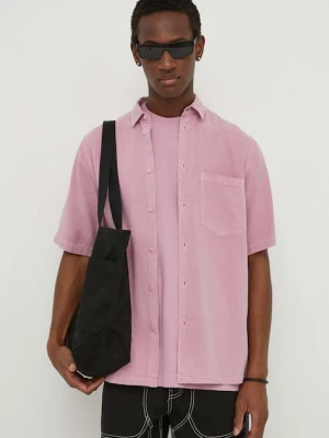 Samsoe Samsoe koszula SATARO męska kolor różowy regular z kołnierzykiem klasycznym M24100051