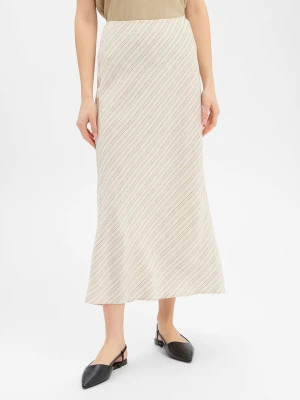 Samsøe Samsøe Lniana spódnica damska - Saagneta Kobiety len (100%) beżowy w paski,