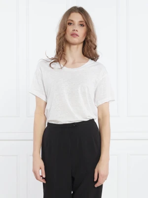 Samsøe Samsøe Lniany t-shirt | Regular Fit biały