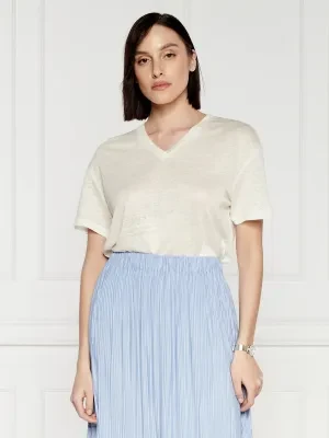 Samsøe Samsøe Lniany t-shirt saeli | Regular Fit