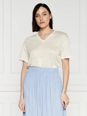 Samsøe Samsøe Lniany t-shirt saeli | Regular Fit ecru