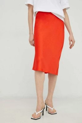 Samsoe Samsoe spódnica AGNETA kolor pomarańczowy midi prosta F22300195