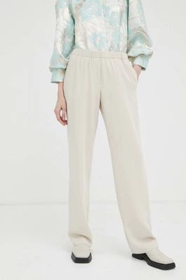 Samsoe Samsoe spodnie Hoys damskie kolor beżowy proste high waist F16304674