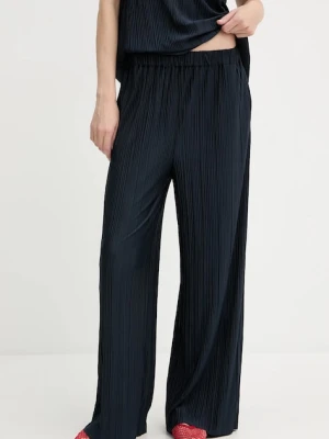 Samsoe Samsoe spodnie damskie kolor granatowy szerokie high waist