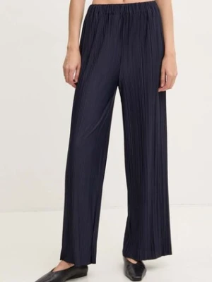 Samsoe Samsoe spodnie damskie kolor granatowy szerokie high waist