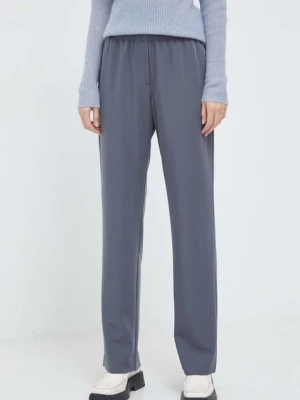 Samsoe Samsoe spodnie Hoys damskie kolor szary proste high waist F16304674