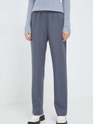 Samsoe Samsoe spodnie Hoys damskie kolor szary proste high waist F16304674