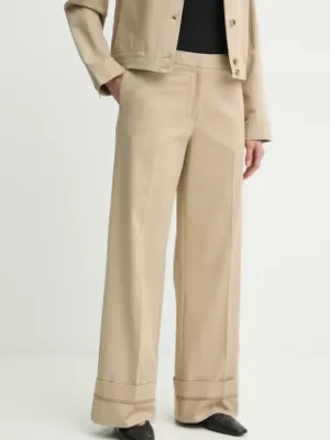 Samsoe Samsoe spodnie SAESMELLA damskie kolor beżowy szerokie high waist F25100010