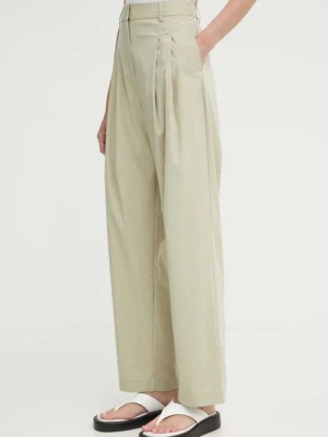 Samsoe Samsoe spodnie SALUZY damskie kolor zielony fason chinos high waist F24200070