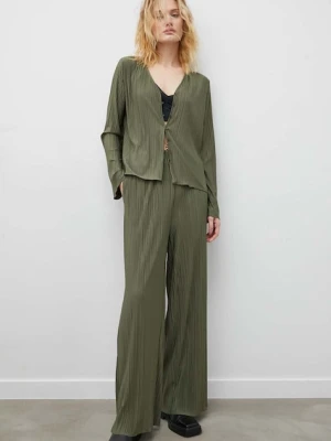 Samsoe Samsoe spodnie UMA damskie kolor zielony szerokie high waist F21200187